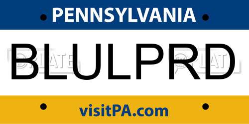 BLULPRD Pennsylvania License Plate