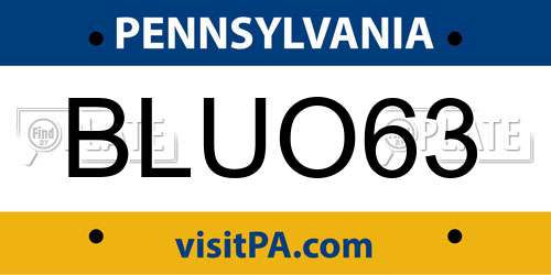 BLUO63 Pennsylvania License Plate