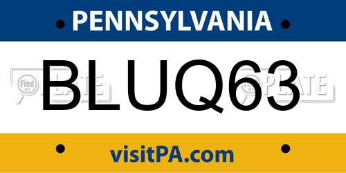 BLUQ63 Pennsylvania License Plate