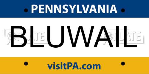 BLUWAIL Pennsylvania License Plate