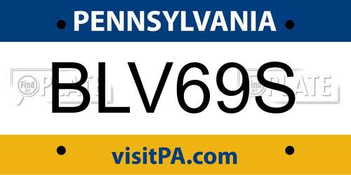 BLV69S Pennsylvania License Plate