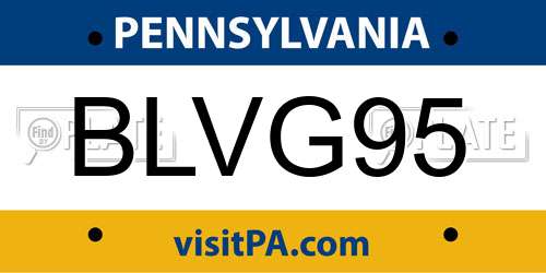 BLVG95 Pennsylvania License Plate
