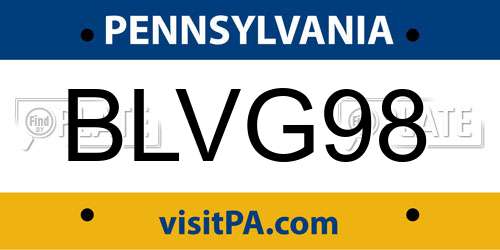BLVG98 Pennsylvania License Plate