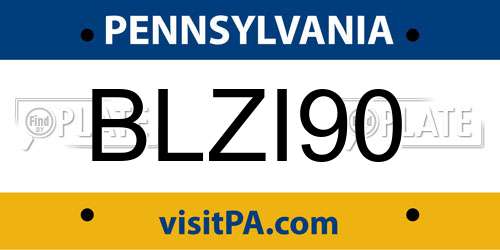 BLZI90 Pennsylvania License Plate