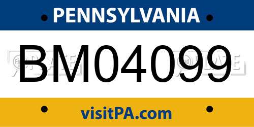 BM04099 Pennsylvania License Plate