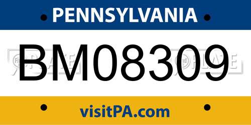 BM08309 Pennsylvania License Plate