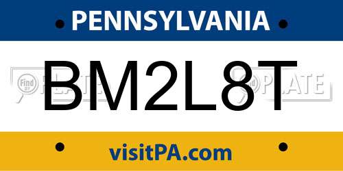 BM2L8T Pennsylvania License Plate