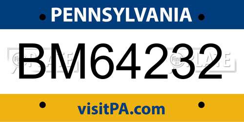 BM64232 Pennsylvania License Plate