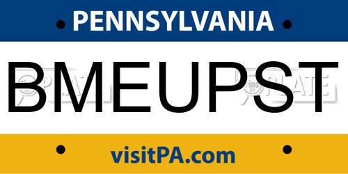 BMEUPST Pennsylvania License Plate