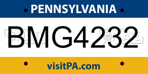 BMG4232 Pennsylvania License Plate