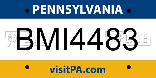 BMI4483 Pennsylvania License Plate