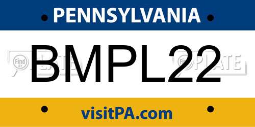 BMPL22 Pennsylvania License Plate