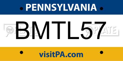 BMTL57 Pennsylvania License Plate
