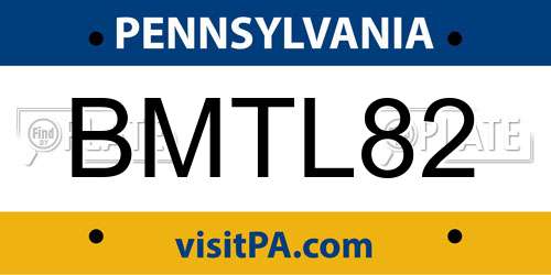 BMTL82 Pennsylvania License Plate