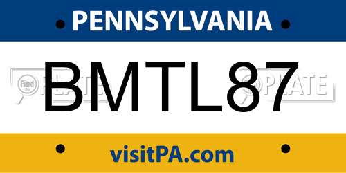 BMTL87 Pennsylvania License Plate
