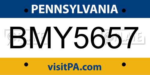 BMY5657 Pennsylvania License Plate