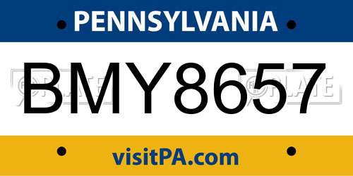 BMY8657 Pennsylvania License Plate
