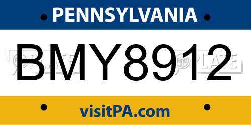 BMY8912 Pennsylvania License Plate