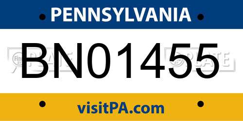 BN01455 Pennsylvania License Plate