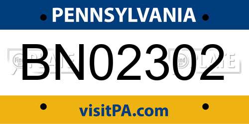 BN02302 Pennsylvania License Plate