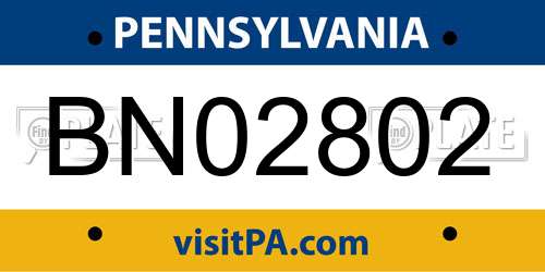 BN02802 Pennsylvania License Plate