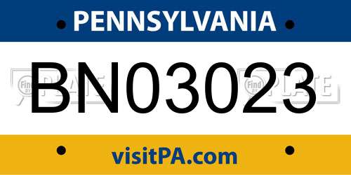 BN03023 Pennsylvania License Plate