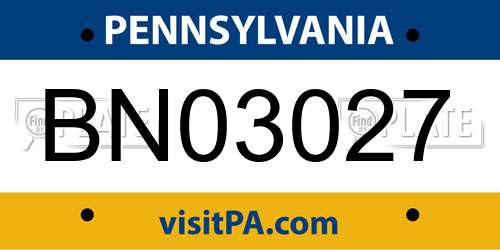 BN03027 Pennsylvania License Plate