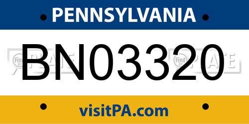 BN03320 Pennsylvania License Plate