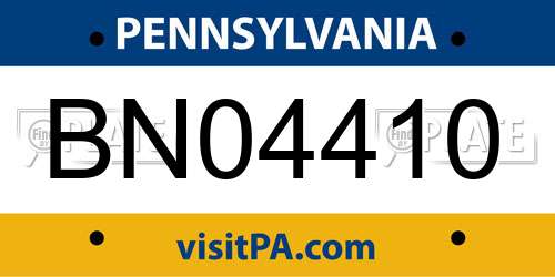 BN04410 Pennsylvania License Plate