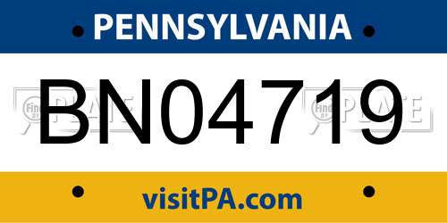 BN04719 Pennsylvania License Plate