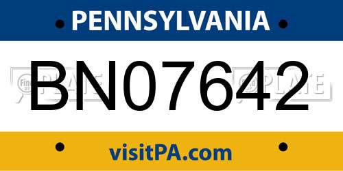 BN07642 Pennsylvania License Plate