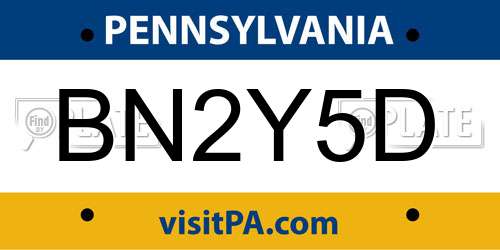 BN2Y5D Pennsylvania License Plate