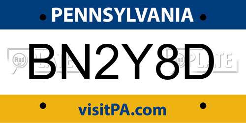 BN2Y8D Pennsylvania License Plate