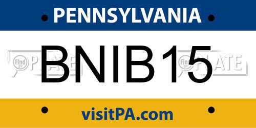 BNIB15 Pennsylvania License Plate