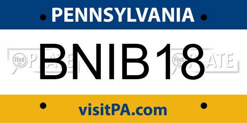 BNIB18 Pennsylvania License Plate