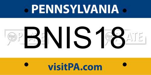 BNIS18 Pennsylvania License Plate