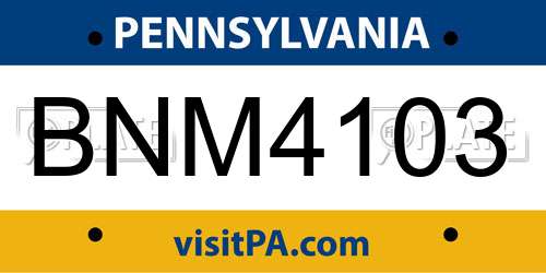 BNM4103 Pennsylvania License Plate