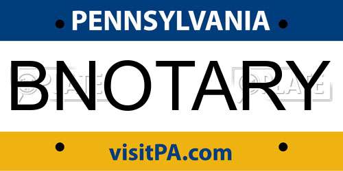 BNOTARY Pennsylvania License Plate