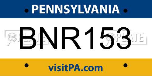 BNR153 Pennsylvania License Plate