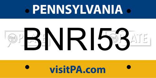 BNRI53 Pennsylvania License Plate