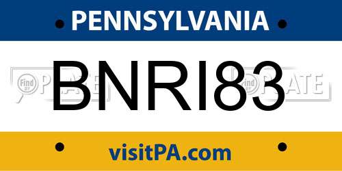 BNRI83 Pennsylvania License Plate