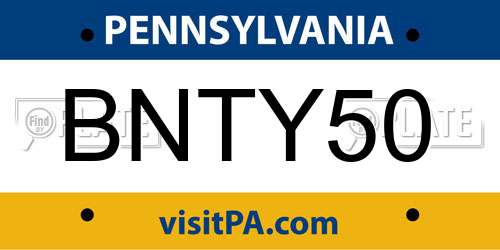BNTY50 Pennsylvania License Plate