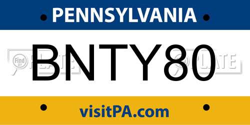 BNTY80 Pennsylvania License Plate