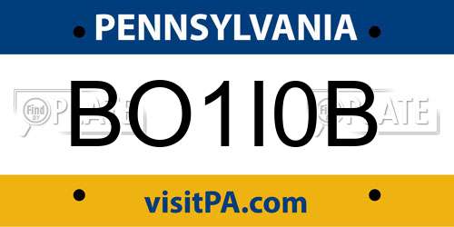 BO1I0B Pennsylvania License Plate