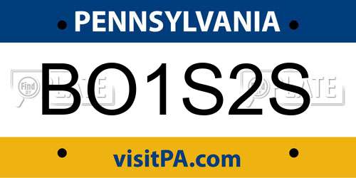 BO1S2S Pennsylvania License Plate