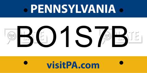 BO1S7B Pennsylvania License Plate