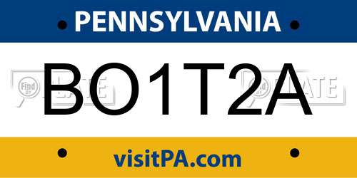 BO1T2A Pennsylvania License Plate