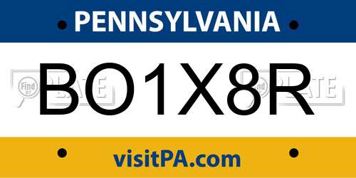 BO1X8R Pennsylvania License Plate