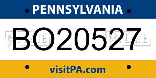 BO20527 Pennsylvania License Plate