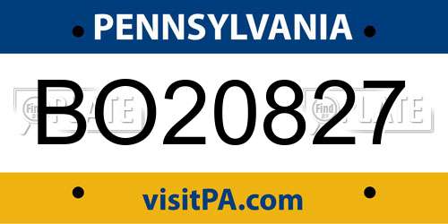 BO20827 Pennsylvania License Plate